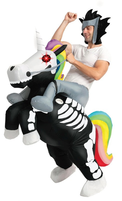 Skeleton Unicorn Inflatable Ride On Costume Adult LED Eye Halloween Party Outfit2