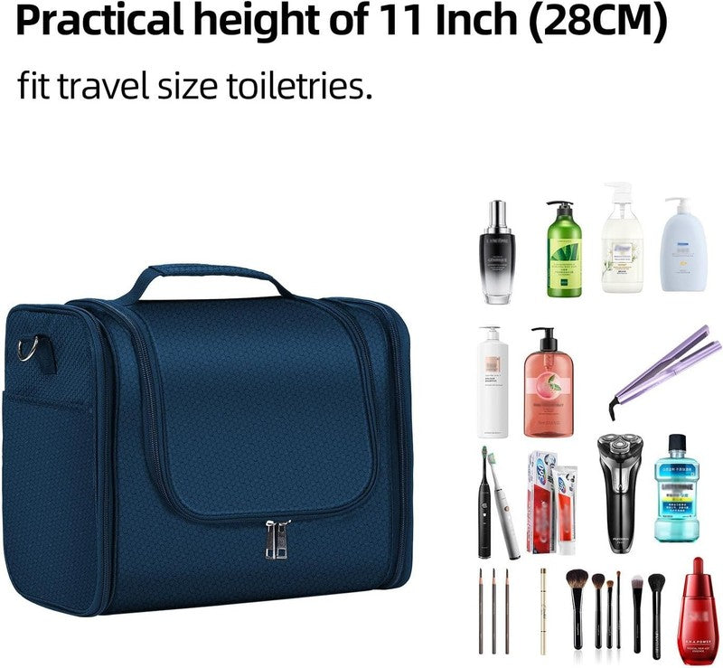 Extra Large Hanging Toiletry Bag Travel Dopp Kit Water-Resistant Blue with Strap6