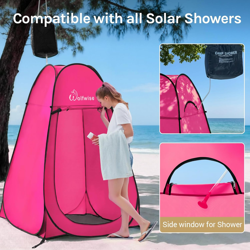 Pop Up Shower Tent Camping Portable Privacy Changing Carry Bag Rose Red3
