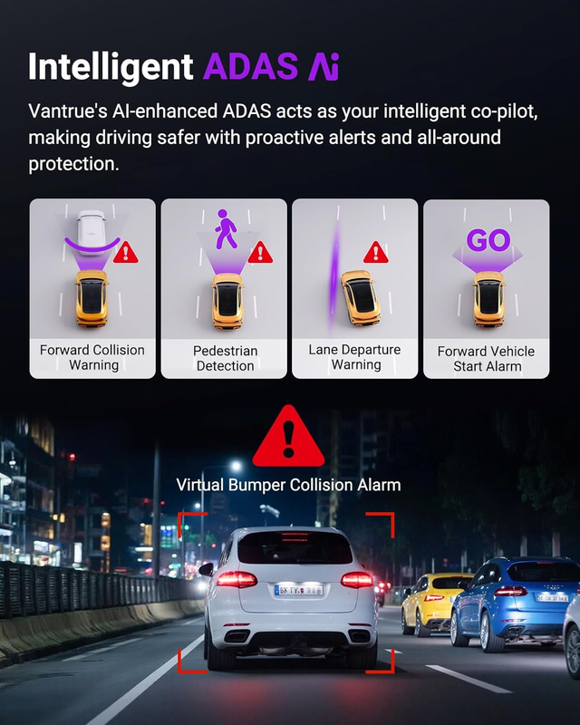 S1 Pro Dash Cam Front STARVIS 2, 2.7K Mini Dash Camera for Cars, ADAS, App Contr1