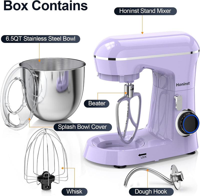 6.5QT Stand Mixer 10 Speed Tilt Head Kitchen Mixer Purple Baking Tool1