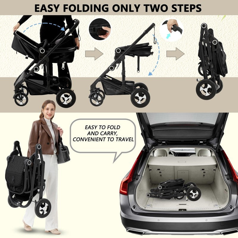 3-In-1 Convertible Baby Stroller with Big Seat and Adjustable Canopy, 24 Pound, 2