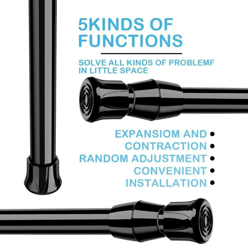 Adjustable Black Spring Tension Curtain Rods (17" to 28", 2 Pack)5