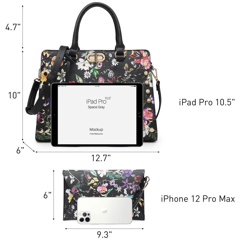 Women Satchel Handbag Shoulder Tote Work Bag with Matching Wallet6