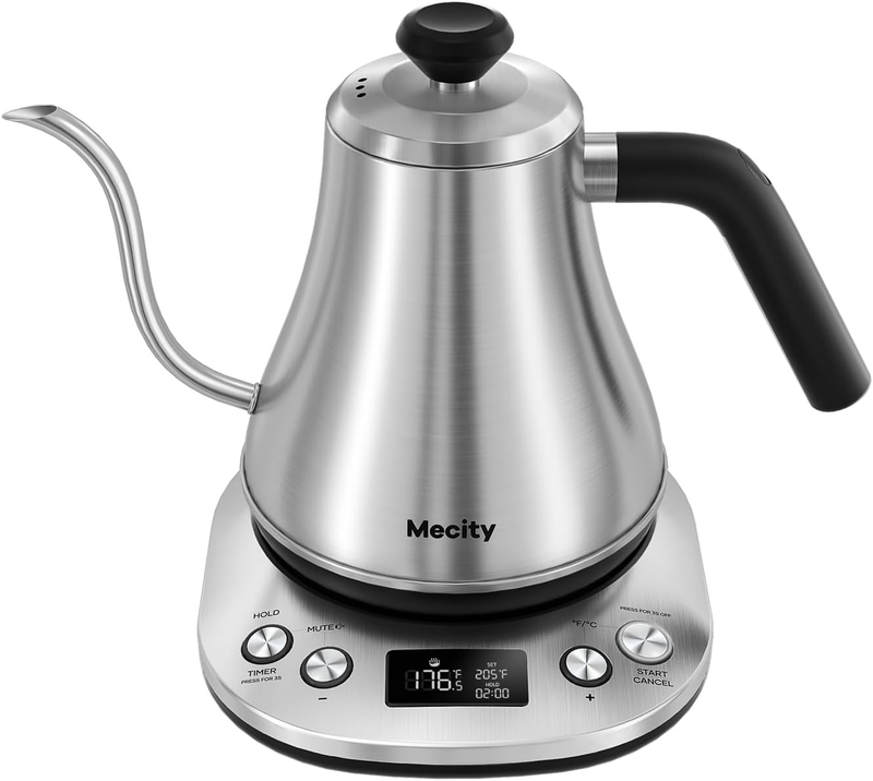 Gooseneck Electric Kettle 0.8L 1200W Stainless Steel LCD Temp Control Auto Off0