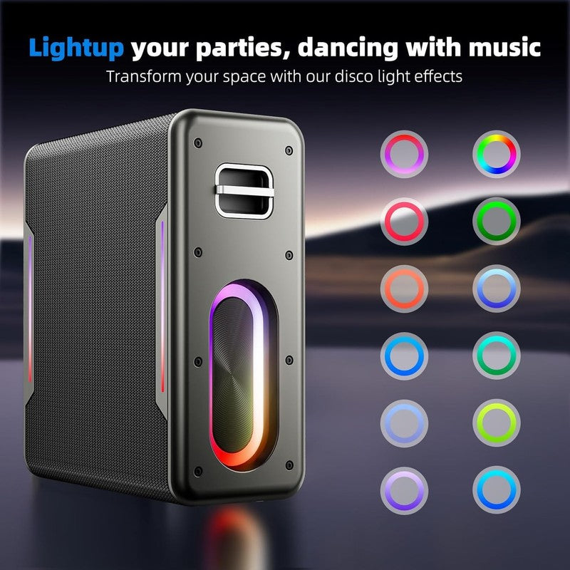 Karaoke Machine w/ 2 Wireless Mics Bluetooth LED DSP TF Card USB AUX4