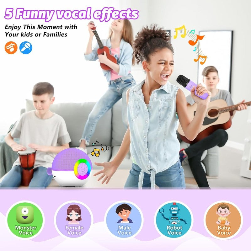 Portable Mini Karaoke Machine with Bluetooth & LED Light for Kids (Purple)3