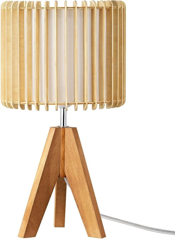 Small Table Lamp Wood Tripod Bedside Lamp Boho Nightstand E26 14.17in7