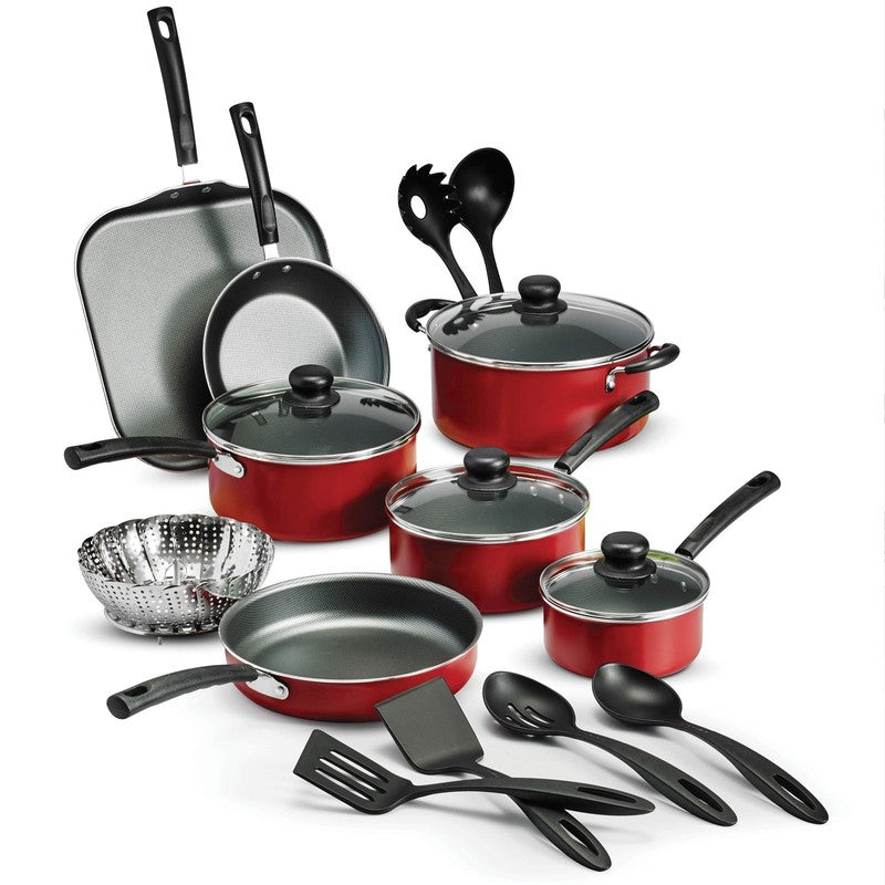 Primaware 18 Piece Non Stick Cookware Set, Red0