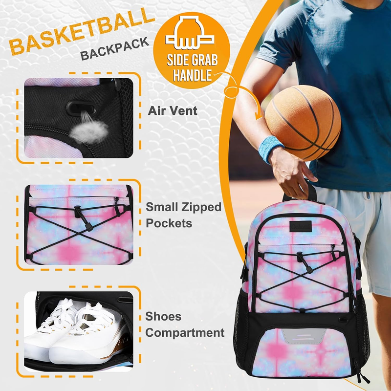 Soccer Basketball Backpack w/ Ball & Shoe Compartment Sports Travel Bag2