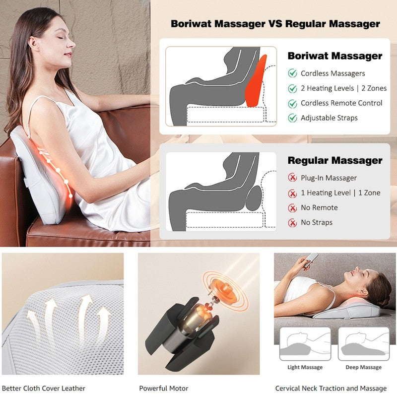 Neck & Back Massager w/ Heat, 3D Shiatsu Deep Kneading Pillow, Black4