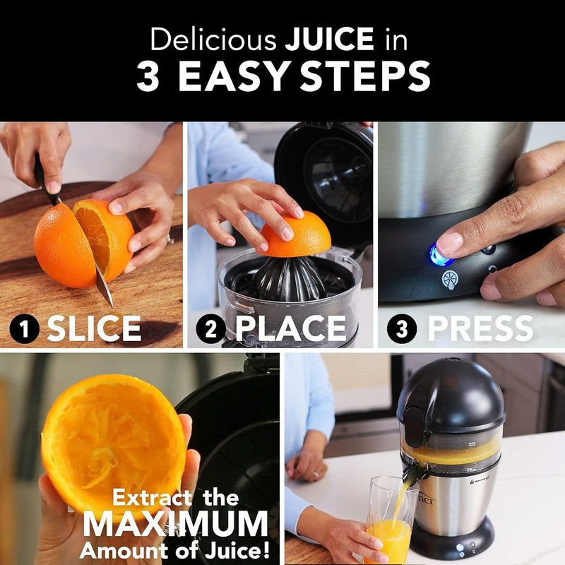 Electric Citrus Juicer – 1 Button Orange, Lemon & Lime Squeezer, Easy Clean,3