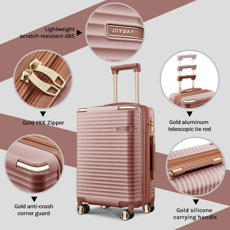 3 Piece Carry On Luggage Set with Swivel TSA Lock and Leather Carry Bag1