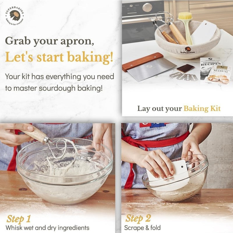9" Banneton Bread Proofing Basket   Sourdough Starter & Baking Supplies Kit3