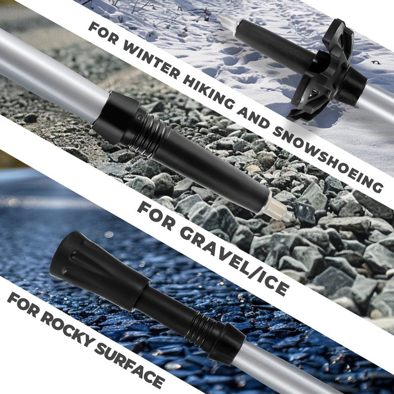 Collapsible Trekking Poles for Hiking - 2 Pack Collapsible Aluminum Walking Stic4