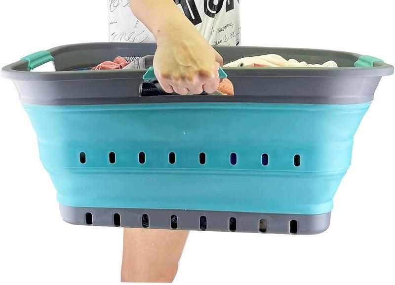 42L Collapsible Plastic Laundry Basket Foldable Portable Space-Saving Hamper7
