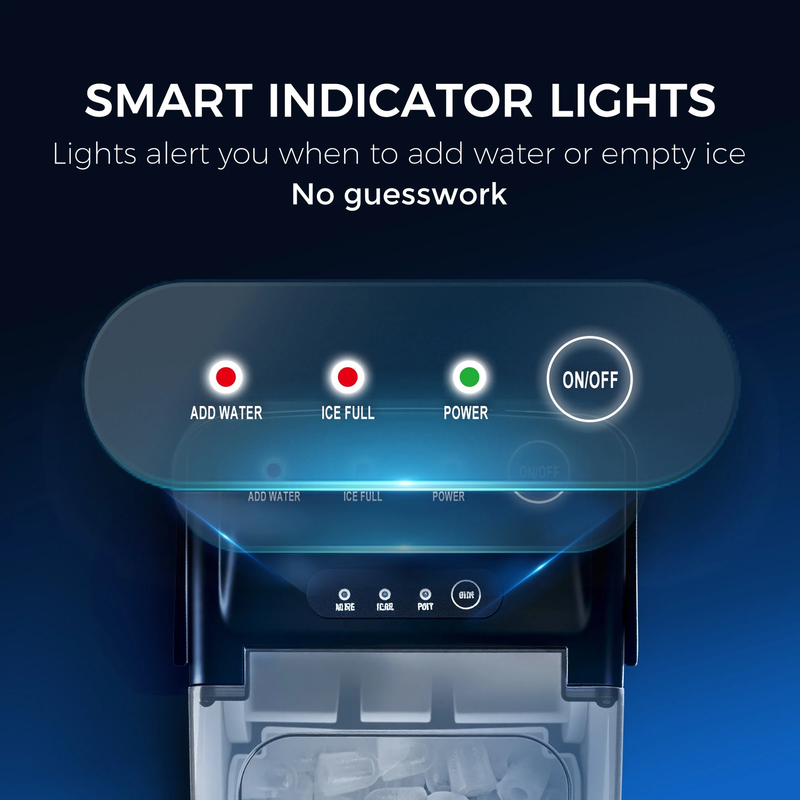 Countertop Ice Maker 9 Bullet Shaped Ice in 6 Min, Auto Cleaning 26 Lbs/24H5