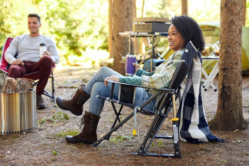 Foldable Rocking Camp Chair Kickback Rocker Heathered Indigo10