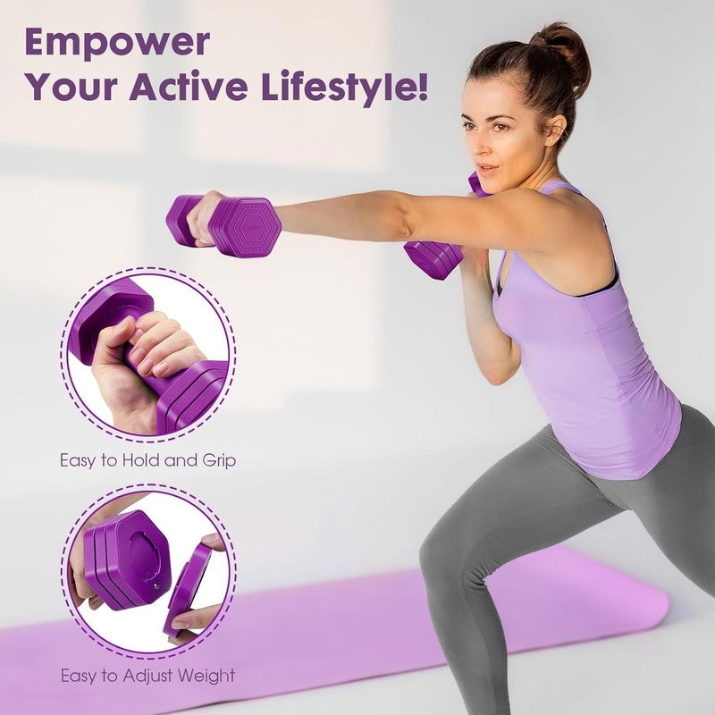 4-in-1 Adjustable Dumbbells 2-5lb TPU Handle Home Gym Weights Women Purple2