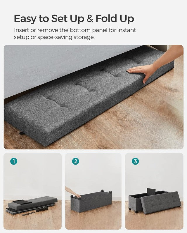 Foldable Storage Ottoman Bench Foot Rest 43'' Bedroom Living Room Slate Gray4