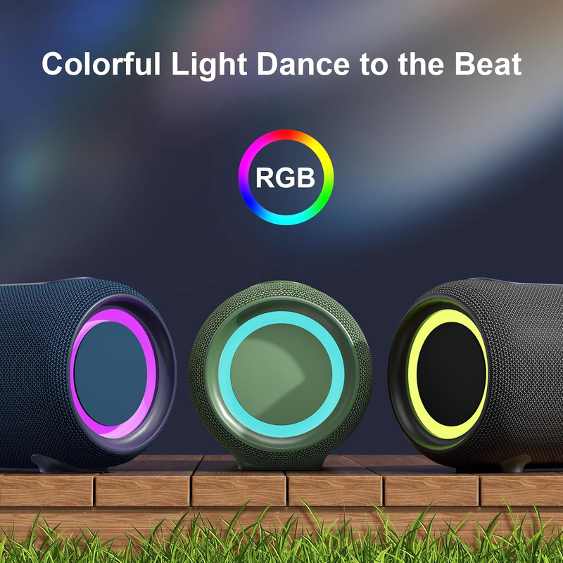 40W Bluetooth Speaker, Deep Bass, IPX5, RGB Lights, All-Day Playtime, Blue3