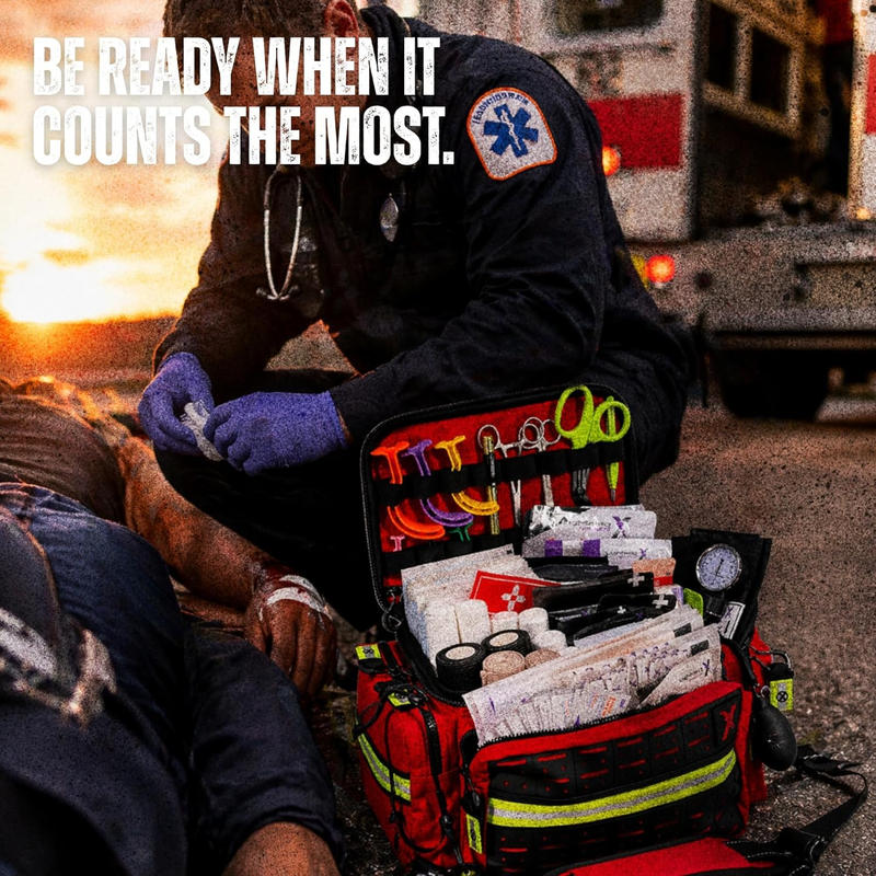 Lightning X EMT Bag LXMB25 Fully Stocked 240+ EMS Trauma Kit Red1