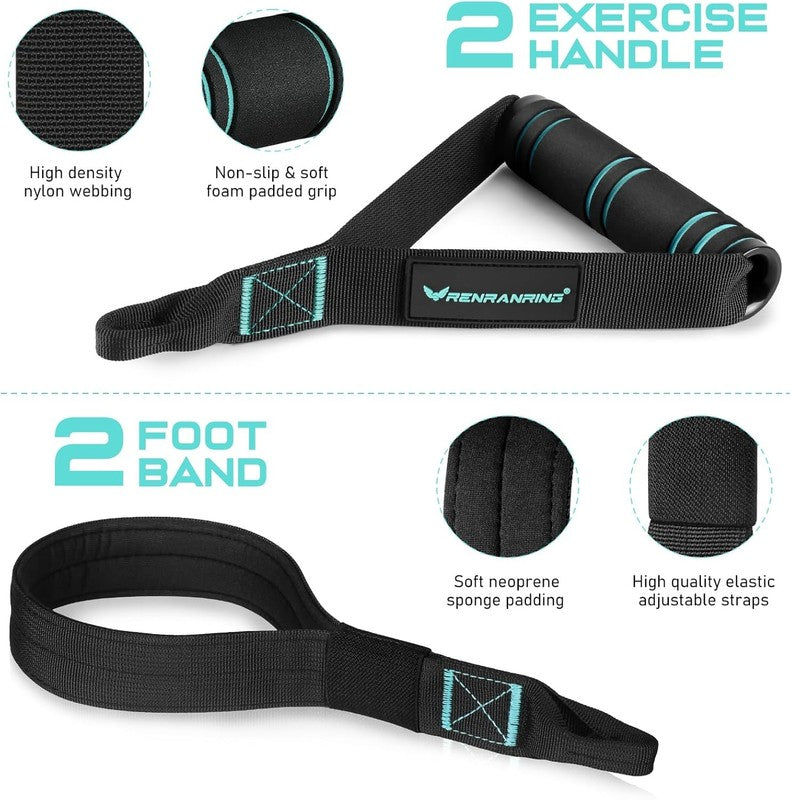 Pilates Bar Kit w/ Resistance Bands Adjustable Metal Buckle Full Body Blue2
