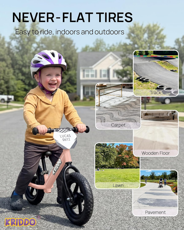 Toddler Balance Bike 12 Inch 2-5 Years Push Bike Custom Plate Pink Kids5