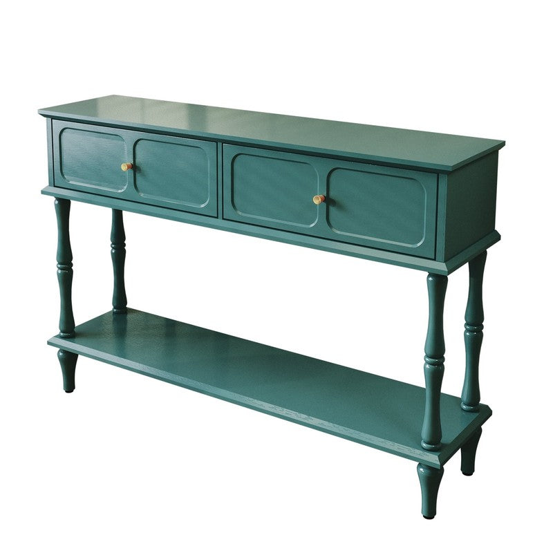 42” Mid Century Console Table Entryway w/ Storage Shelf Aged Green10