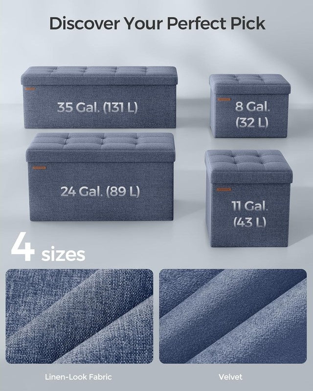43'' Folding Storage Ottoman Bench Foot Rest Bedroom Living Room Misty Blue5