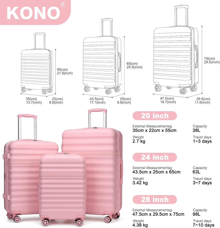 28 Inch Expandable Hardside Luggage ABS PC TSA Lock Suitcase Cream Pink5