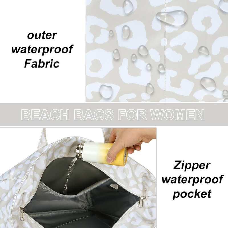 Large Waterproof Beach Bag Women Tote with Wet Pocket Zipper6
