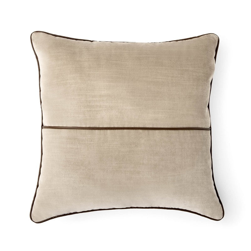 Velvet Pillow with Faux Leather Trim – 18"X18"10