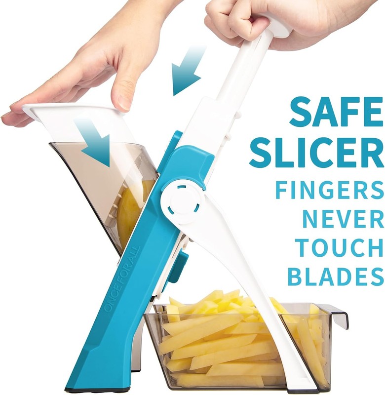 Safe Mandoline Slicer 5 in 1 Vegetable Cutter, Strips Julienne Dicer Adjustable 1