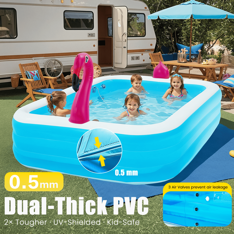 119" X 86" X 21" Inflatable LED Pool with 3 Modes, Electric Pump, Family Blow-Up5