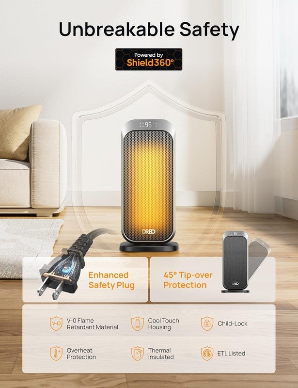 1500W Quiet Space Heater Portable w/ Remote 70° Oscillation PTC Ceramic4