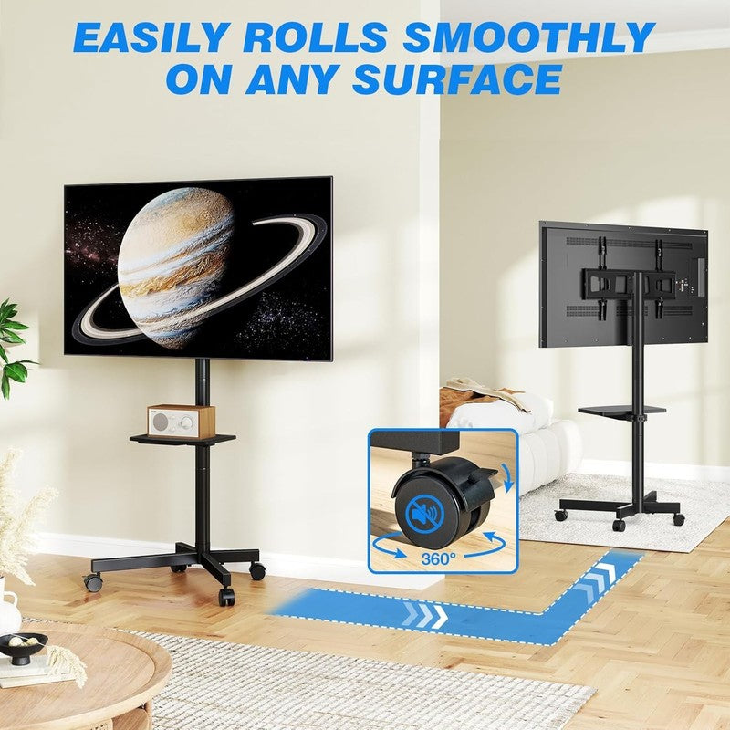 Rolling TV Stand with Shelf for 23–60" TVs, Height Adjustable Mobile Cart4