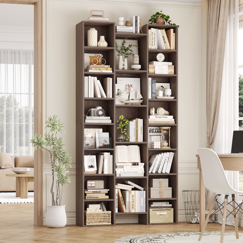21-Cube Bookcase and Bookshelves with Adjustable Shelves, 71.3'' Triple Width Op0