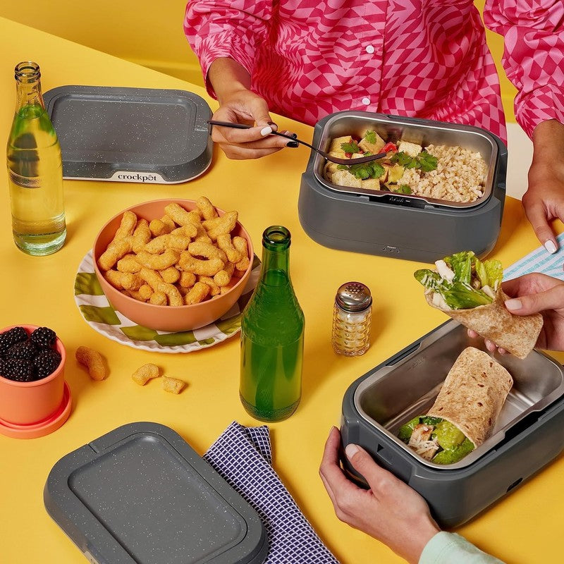 Electric Heated Lunch Box 28oz Portable Food Warmer for Car Travel Gray2