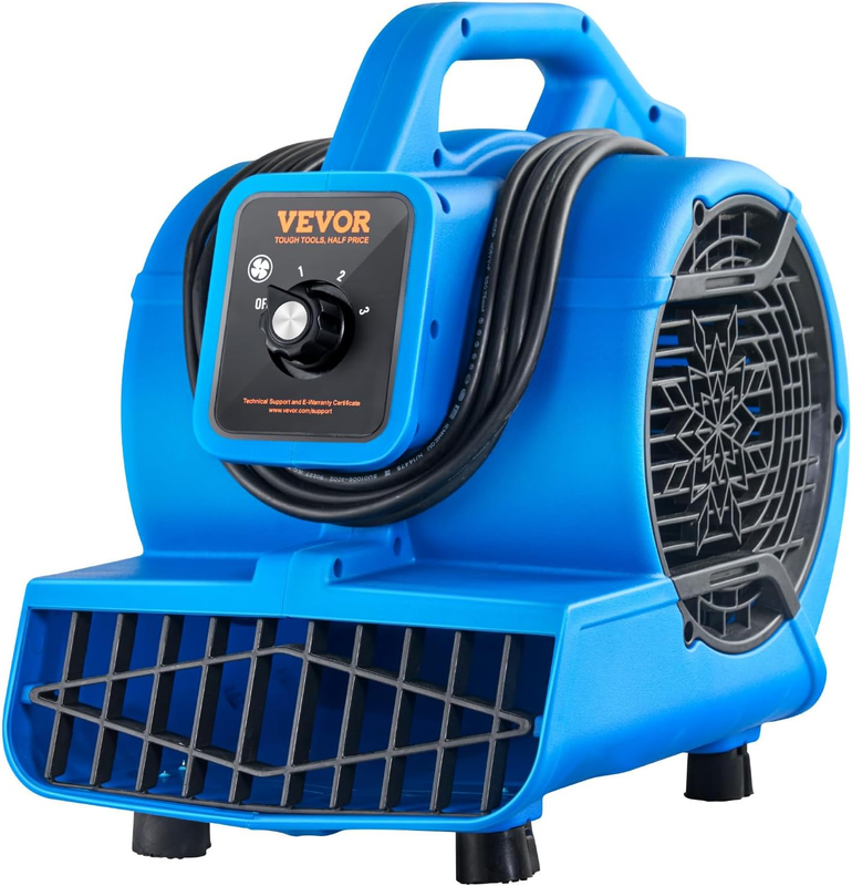 600CFM Floor Blower Air Mover 1360RPM 3-Speed Carpet Dryer Portable Fan0