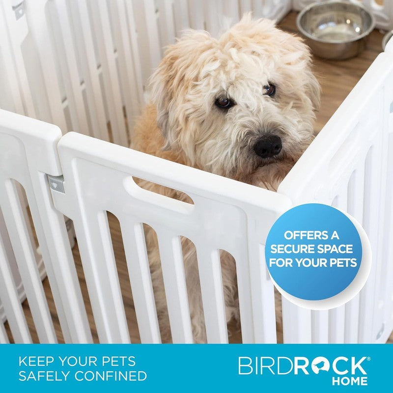 8 Panel Dog Playpen w/Door 25.6in Plastic Puppy Pet Fence Indoor Outdoor White2