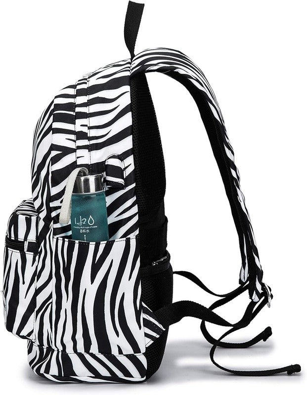 Water Resistant Laptop Backpack USB Port 13 15.6" Travel Outdoor Zebra5