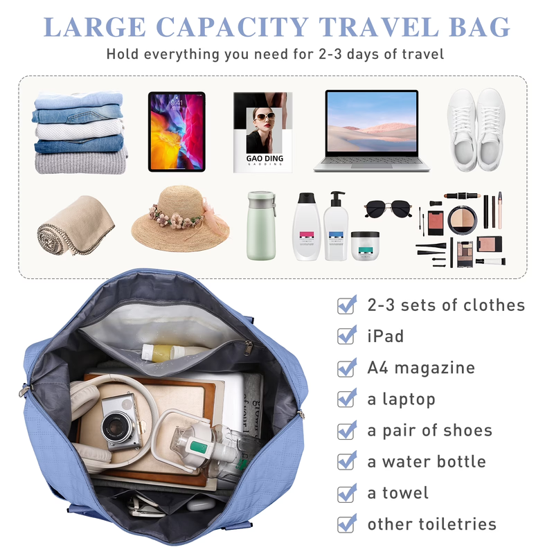 Travel Duffle Bag Weekender Bags for Women with Shoe Compartment Carry on Overni2