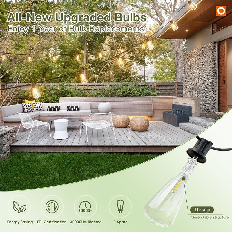 54FT Solar String Lights with Remote, 15 Shatterproof Bulbs, 3 Modes8