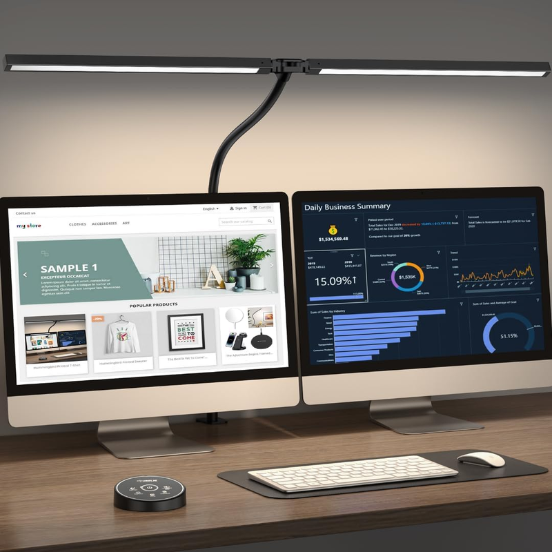 Eye-Caring LED Desk Lamp with Clamp - Adjustable 5 Color Gooseneck Light0