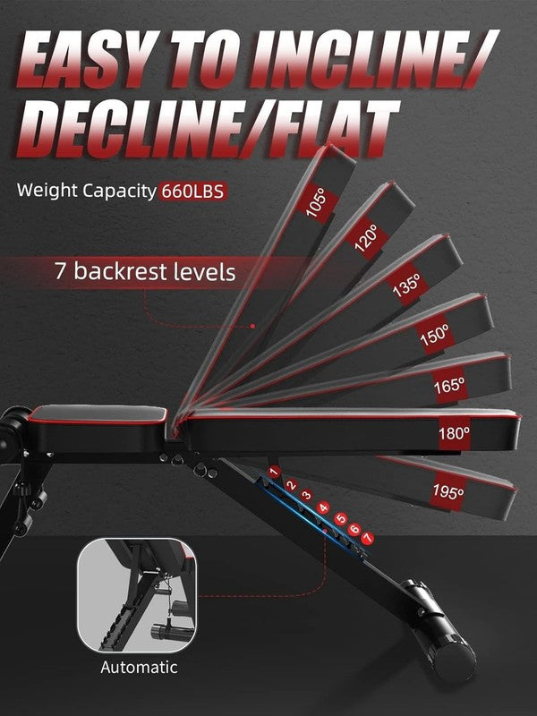 Adjustable Weight Bench, Foldable Incline/Decline Bench Press for Home Gym2