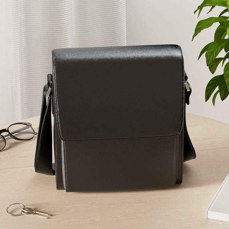 Leather Messenger Crossbody Bag Men Work Business Casual Adjustable Strap2