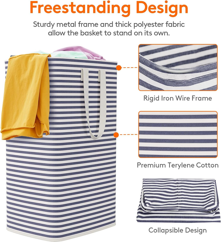 2 Pack 80L Laundry Basket Collapsible Waterproof Freestanding Reinforced Handles1
