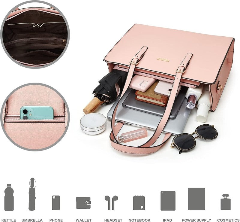 Women Fashion Synthetic Leather Handbag Set 4PCS Tote Shoulder Satchel Purse5