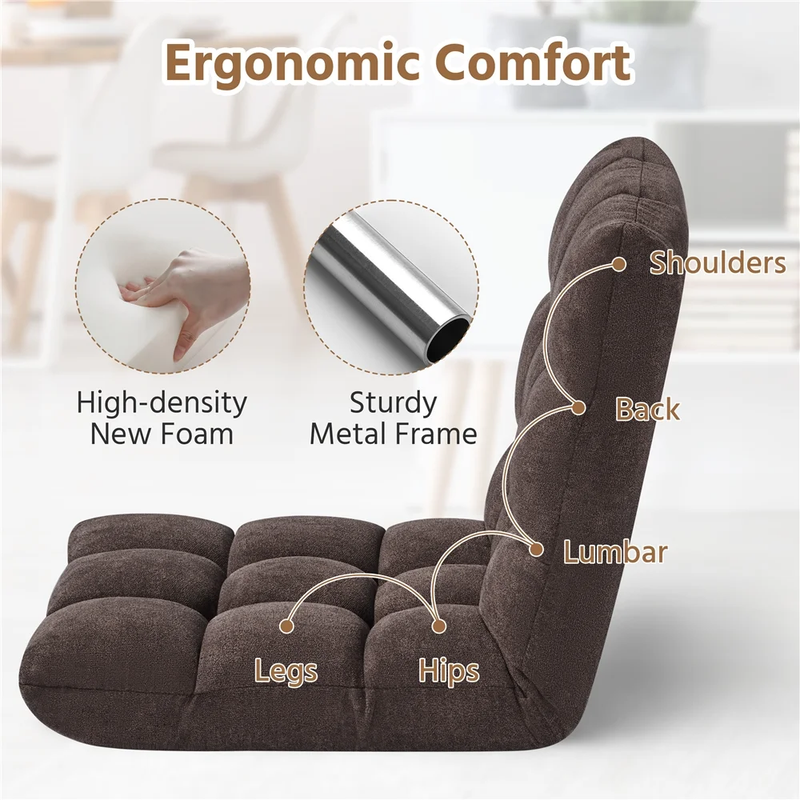 Floor Sofa Chair with 14 Adjustable Positions, Brown4